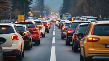 Traffic Congestion Near Mountain Pass on Bright Day