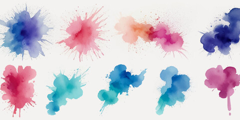 Naklejka premium Set of colorful abstract watercolor splash brush strokes vector background. Colors watercolor paint stains vector texture background.