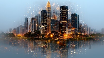 Obraz premium Modern City Skyline and Technology