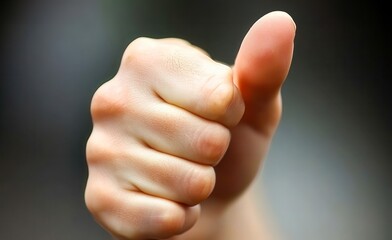 A close-up of a hand giving a thumbs-up gesture, symbolizing approval or encouragement, This image is perfect for use in motivational content, feedback discussions, or positive messaging,