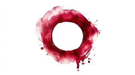 Wine stain red, a circle stamp spot paper wine, winery blot trace on white