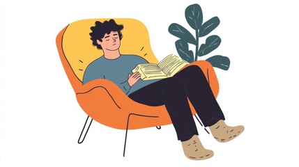 Cozy Relaxation with Book in a Warm Indoor Setting