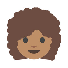 Cartoon Face with Curly Brown Hair Clipart Illustration | Minimalist Design Isolated on White Background