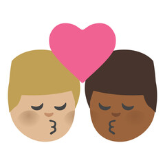 Cartoon Faces of boys Kissing with Heart Clipart Illustration | Love and Affection Isolated on White background