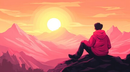 Obraz premium Person Enjoying Peaceful Moment on Mountaintop