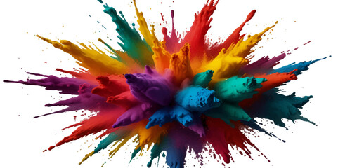 Fototapeta premium Vector abstract colorful rainbow holi paint and colorful cloud smoke powder explosion isolated on transparent wide panorama background. 