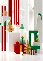 Christmas tree and gifts. Generative By Ai