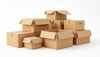 Stacked Cardboard Boxes for Shipping and Moving