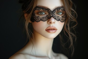Obraz premium Woman with lace mask exuding mystery and elegance