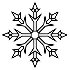 Fototapeta premium Intricate Snowflake Line Art for Vector Designs
