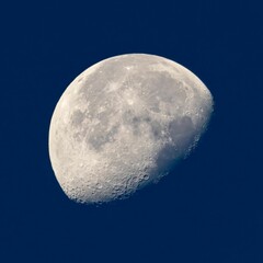 Detailed close-up of the moon in a clear night sky.