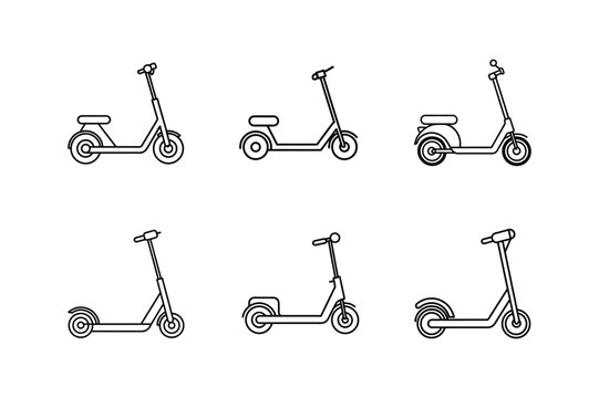 electric scooter line art vector illustration, bicycle icon