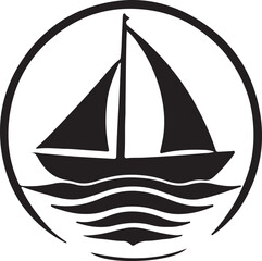 black and wight bote logo type silhouette design