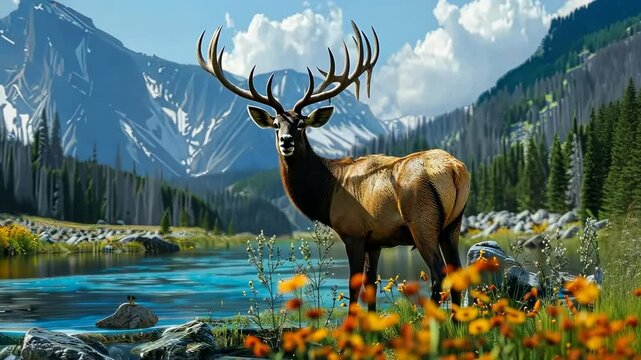 Beautiful deer in the forest. Selective focus. nature.