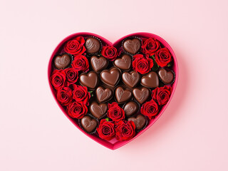 Romantic Valentine Chocolate and Flower Gift, Love and Sweetness Chocolate and Flowers for Valentine