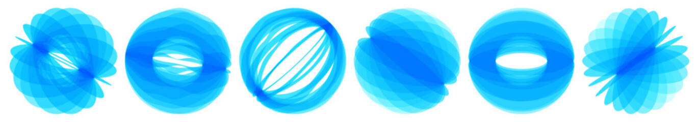 Set of spheres. Abstract geometric design. Vector illustration made of various overlapping elements. Applicable for banners, placards, posters or flyers.