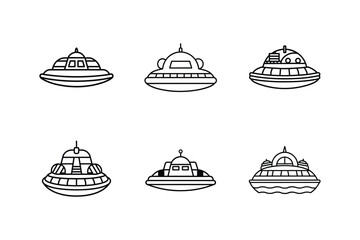 hovercraft icon line art vector illustration