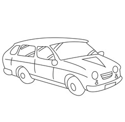 Cute cartoon hand drawn vector car coloring page.