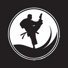 black and wight martial arts logo type silhouette design