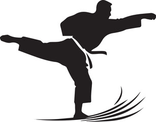 black and wight martial arts logo type silhouette design