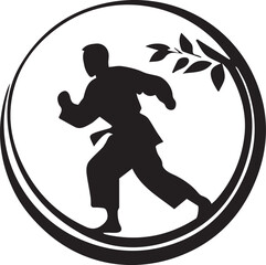 black and wight martial arts logo type silhouette design
