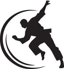 black and wight martial arts logo type silhouette design