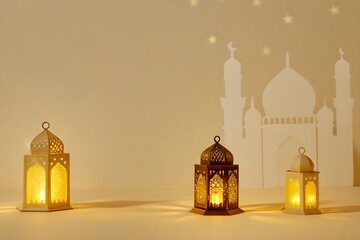 Islamic Background greeting card Ramadan kareem Eid Muslic Islam lantern decoration Arabic background Wallpaper