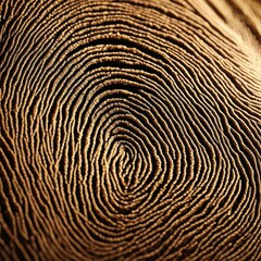 A mesmerizing close-up of a human fingerprint, revealing intricate swirls and whorls in rich detail.