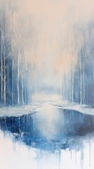 Tranquil Winter Landscape with Soft Blue Tones