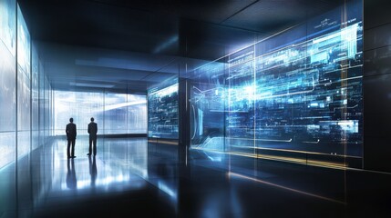 Modern Office with Digital Collaboration Displays