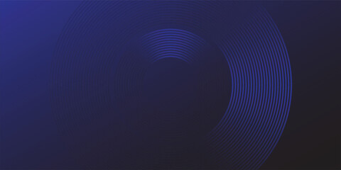 Abstract blue glowing geometric lines on dark blue background. Modern shiny blue circle lines pattern. Futuristic technology concept. Suit for cover, poster,