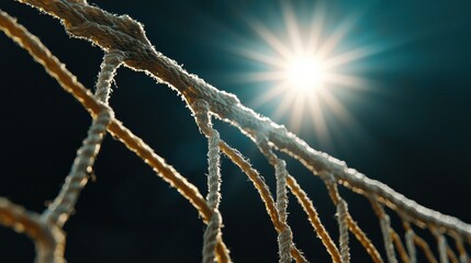 A rope is shown in the foreground of a dark background