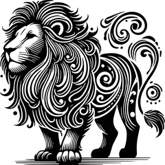 Lion vector black silhouette cricut design for T-shirt