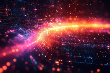 abstract illustration of colorful statistics charts interwoven with geometric shapes, creating a dynamic background that symbolizes growth and data analysis