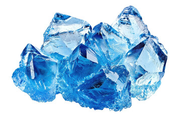 Fototapeta premium A cluster of brilliant blue crystals showcasing sharp facets and stunning clarity, resembling precious gemstones.