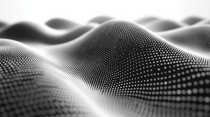 Digital waveform of abstract dotted landscape in monochrome