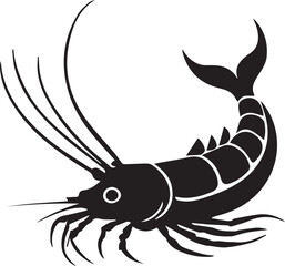 black and wight shrimp logo type silhouette design