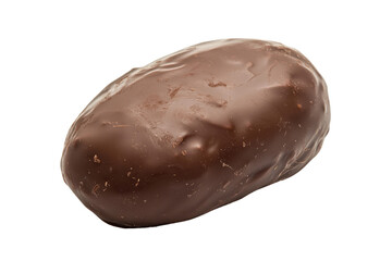 A smooth, oval-shaped chocolate candy with a rich, glossy coating.
