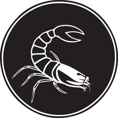 black and wight shrimp logo type silhouette design