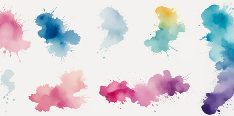 watercolor vector stains colors splash collection. Set of watercolor brush strokes