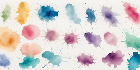 watercolor vector stains colors splash collection. Set of watercolor brush strokes