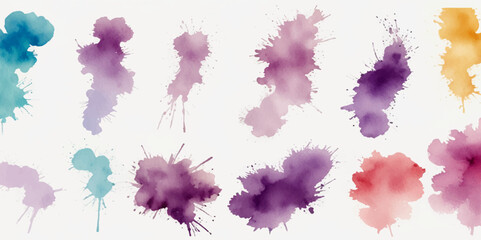 watercolor vector stains colors splash collection. Set of watercolor brush strokes