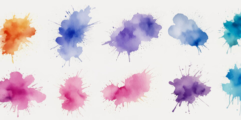 watercolor vector stains colors splash collection. Set of watercolor brush strokes