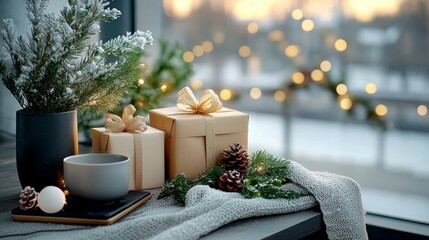 Christmas Table with Cup Decor