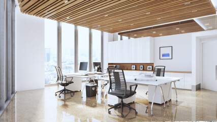 Spacious modern office with large windows