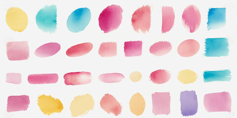 Set of colorful paint splatter abstract vector texture background. Set of abstract watercolor water splash on transparent background.	
