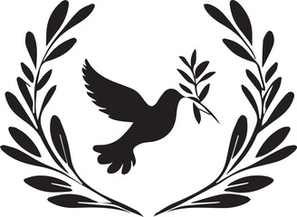 black and wight pigeon logo type silhouette design