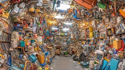 Fototapeta premium Cluttered Storage Space with Urban Aesthetic