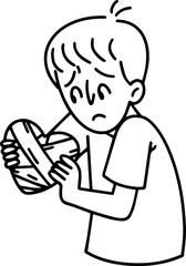 Man with Mental Issues Anxiety Disorder Line Art Illustration