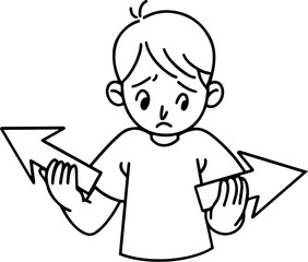 Man with Mental Issues Anxiety Disorder Line Art Illustration